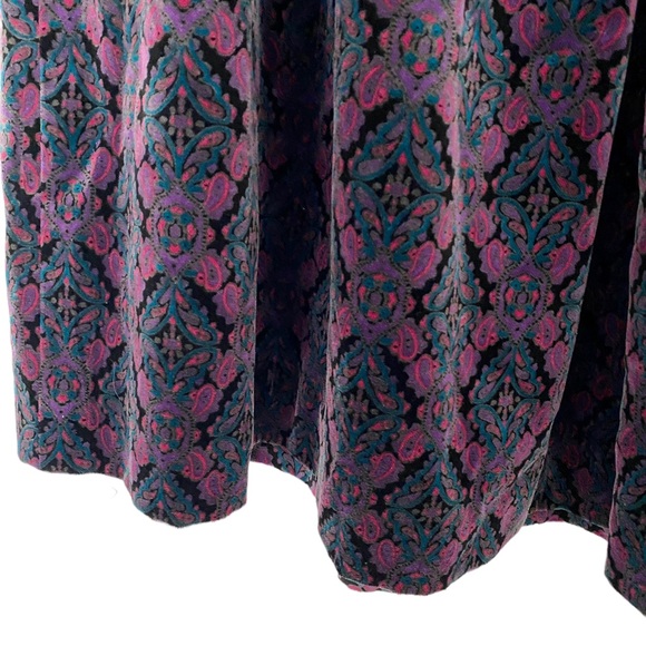 Allen Solly Jewel Toned Velvet High Waist Paisley Print Midi Skirt Size 8 - Picture 9 of 12